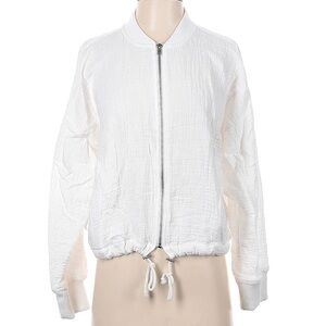 BB Dakota Steve Madden white cotton zip up bomber jacket size S